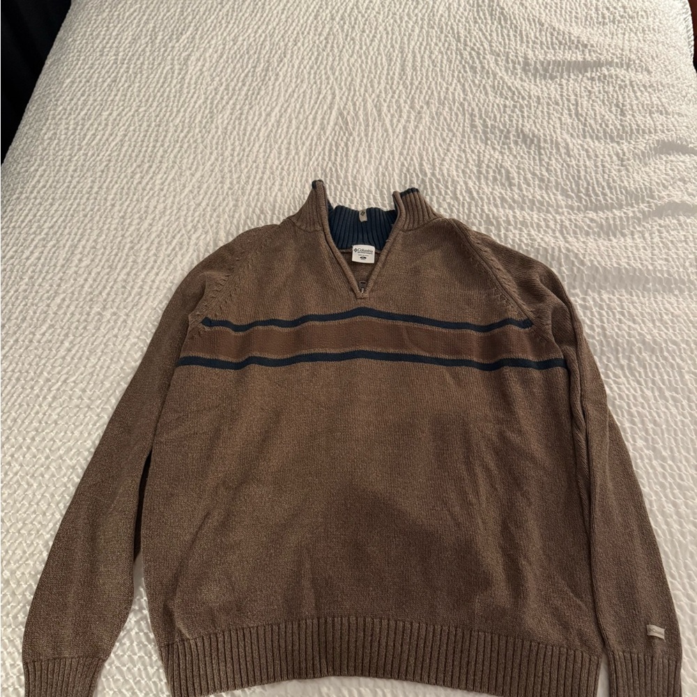 Columbia Brown and Blue Zip Up Sweater